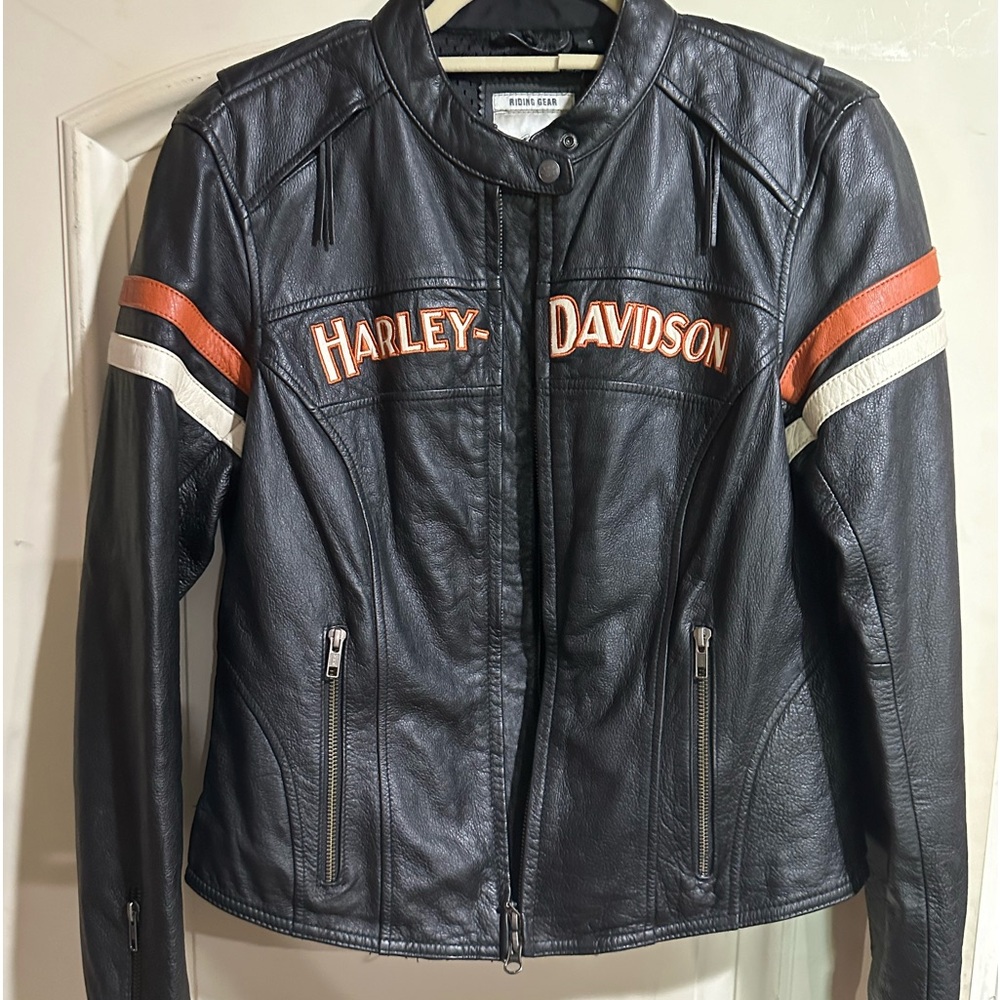 HARLEY DAVIDSON WOMENS BLACK LEATHER JACKET WITH INSERT SMALL